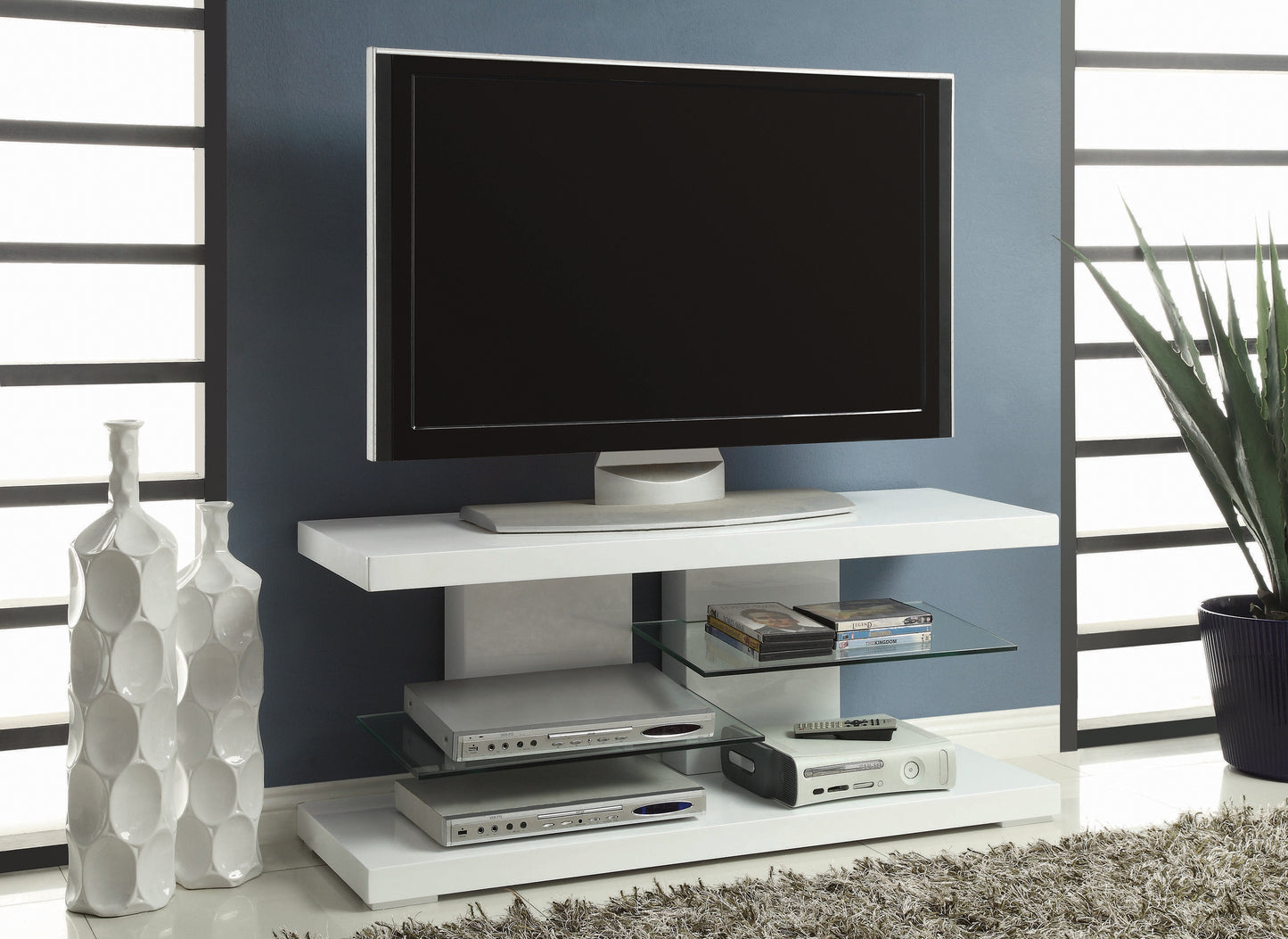 Cogswell 2-shelf TV Console Glossy White