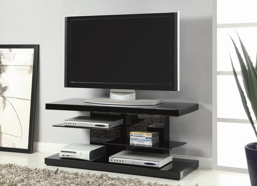 G700840 Contemporary Glossy Black TV Console - ATL FURNITURE