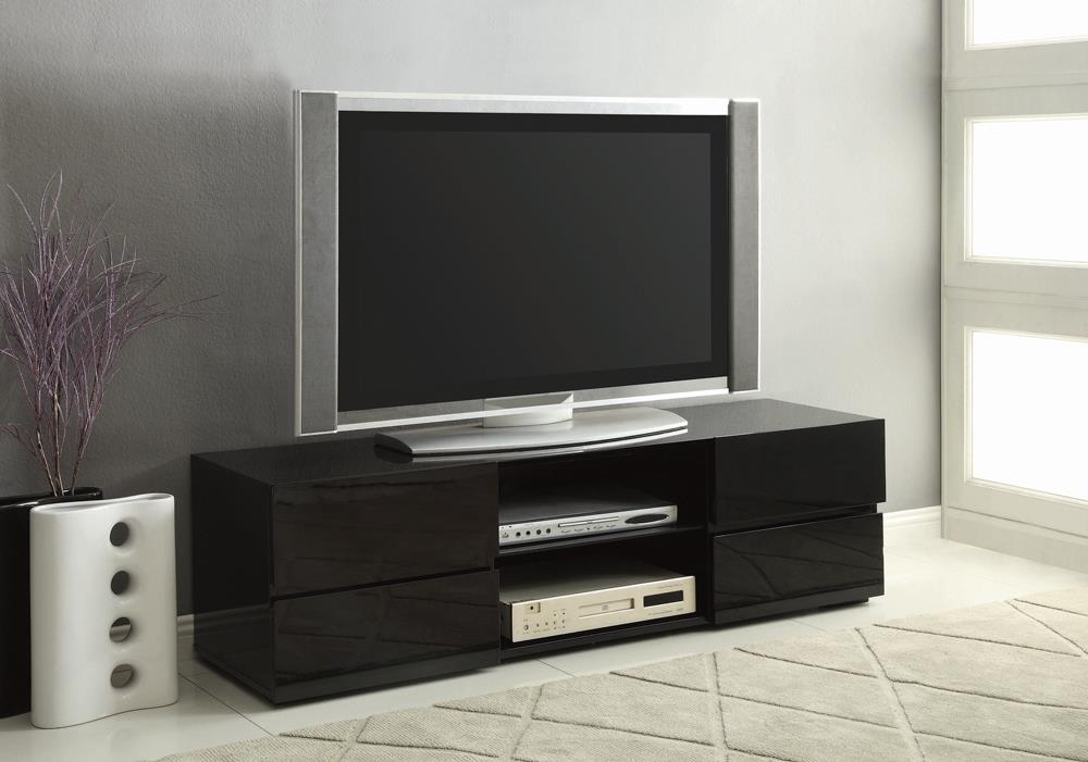 G700841 Contemporary Glossy Black TV Console - ATL FURNITURE