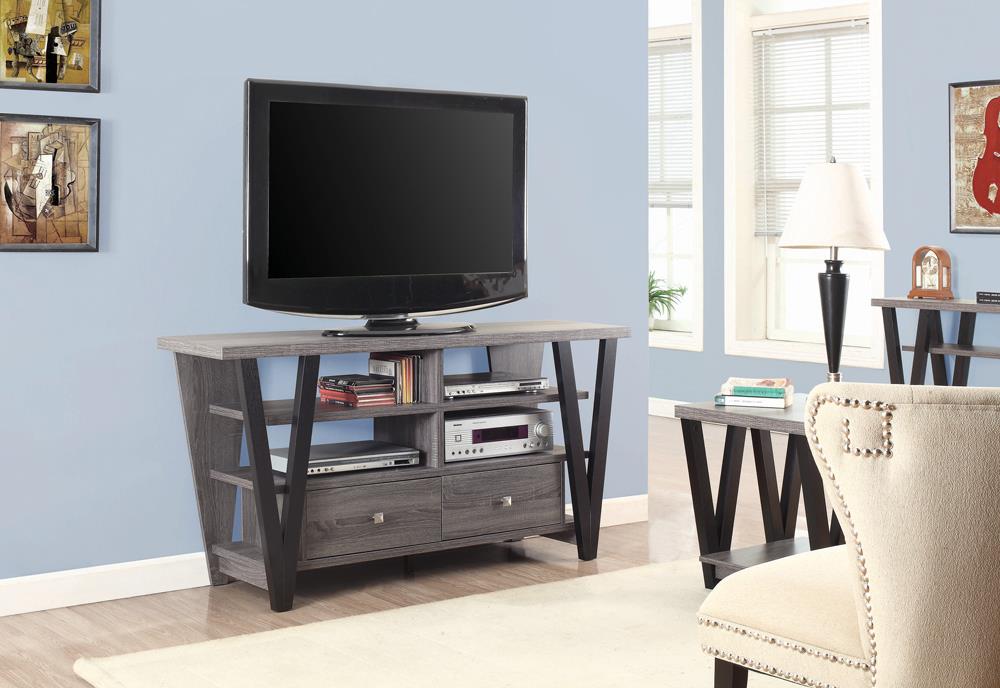 Modern Two-Tone Trapezoid TV Console - ATL FURNITURE