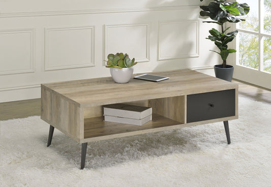 Welsh1-drawer Rectangular Engineered Wood Coffee Table With Storage Shelf Antique Pine and Grey