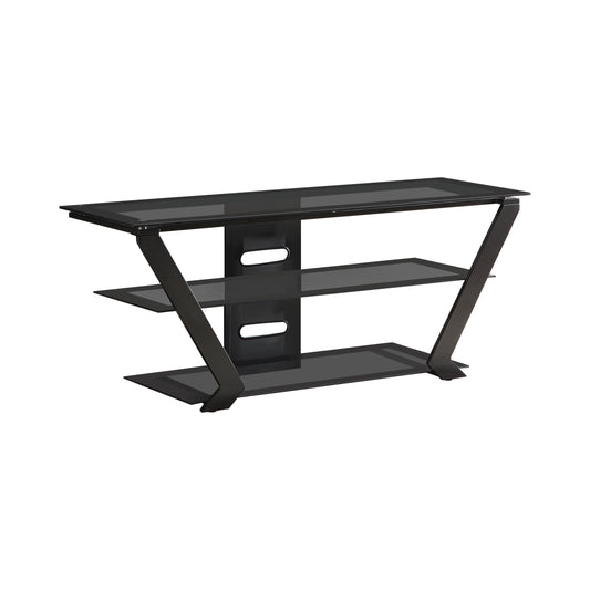 Donlyn 2-tier Metal 50" TV Stand with Glass Shelves Black