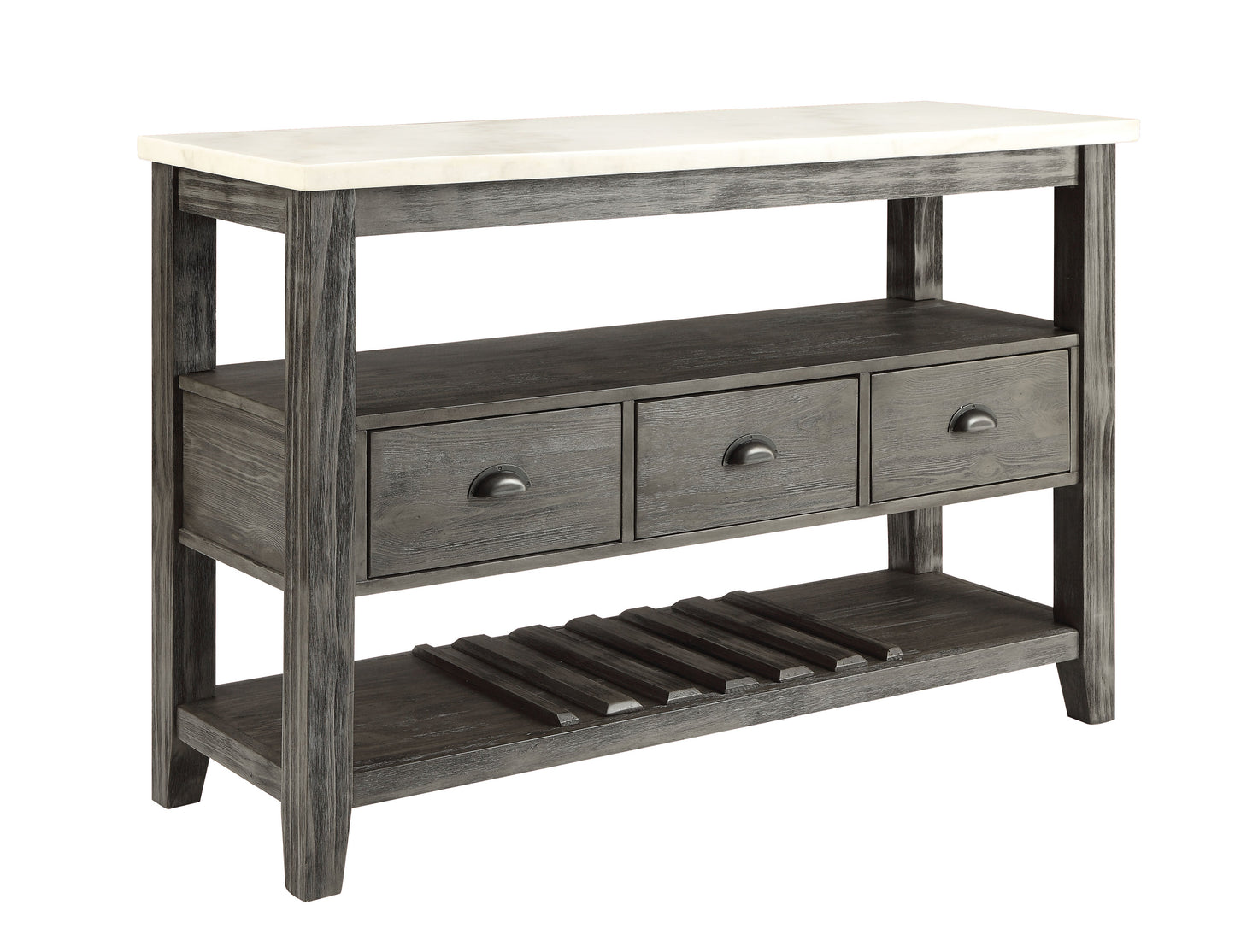 Merel White Marble & Gray Oak Server - ATL FURNITURE