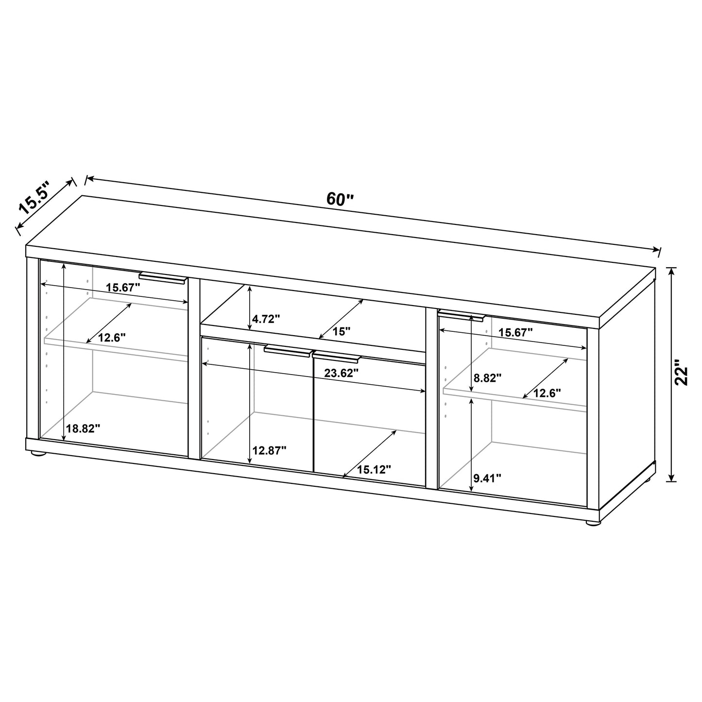 Tabby 3-piece Entertainment Center With 60" TV Stand Mango