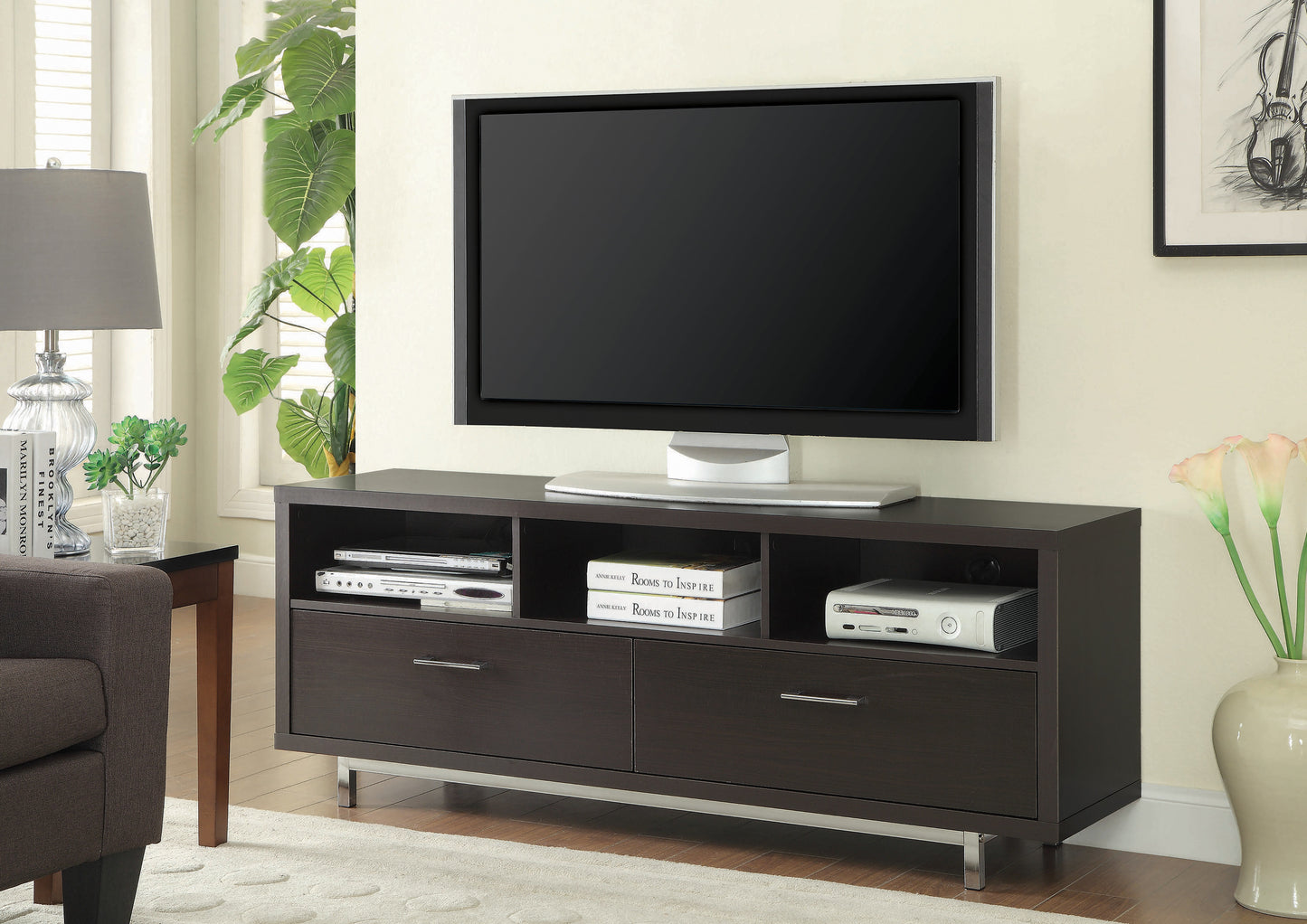 Casey 2-drawer Engineered Wood 60" TV Stand Cappuccino