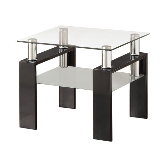 Dyer 1-shelf Square Glass Top Side End Table Black