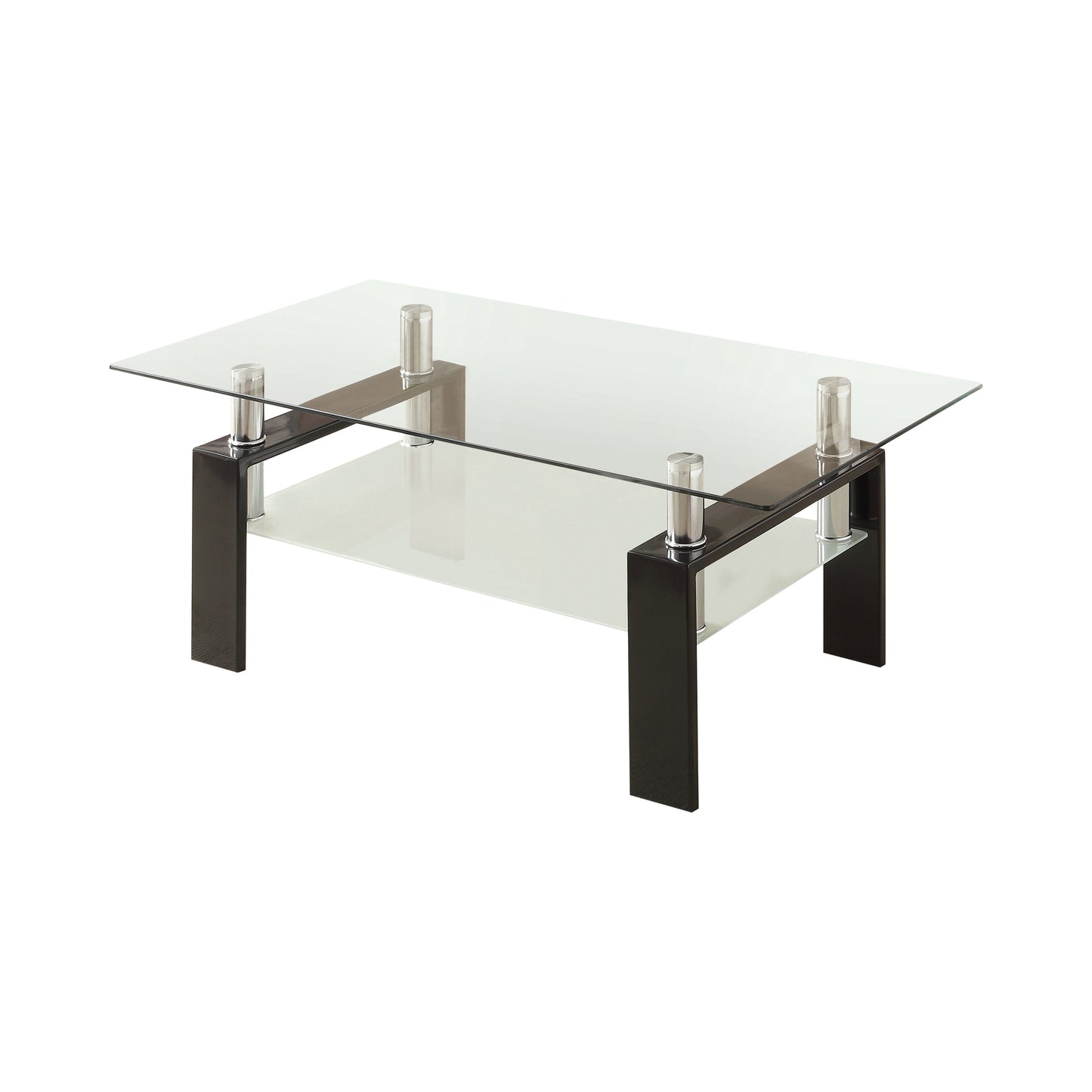 Dyer 1-shelf Rectangular Glass Top Coffee Table Black