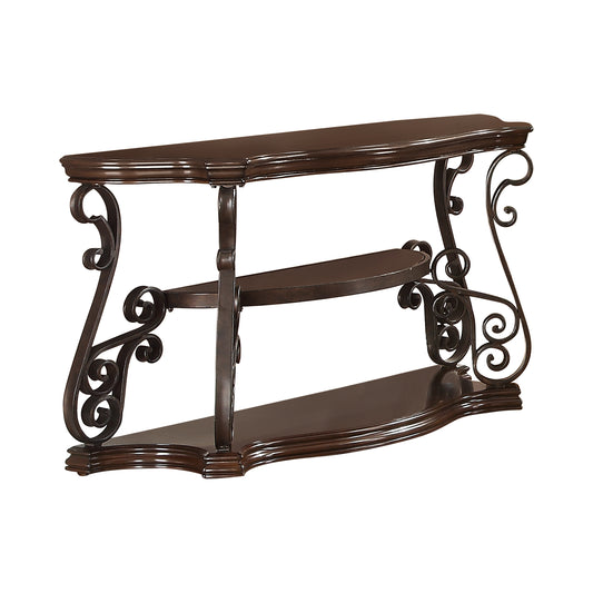 Laney Scrollwork Entryway Sofa Console Table Deep Merlot