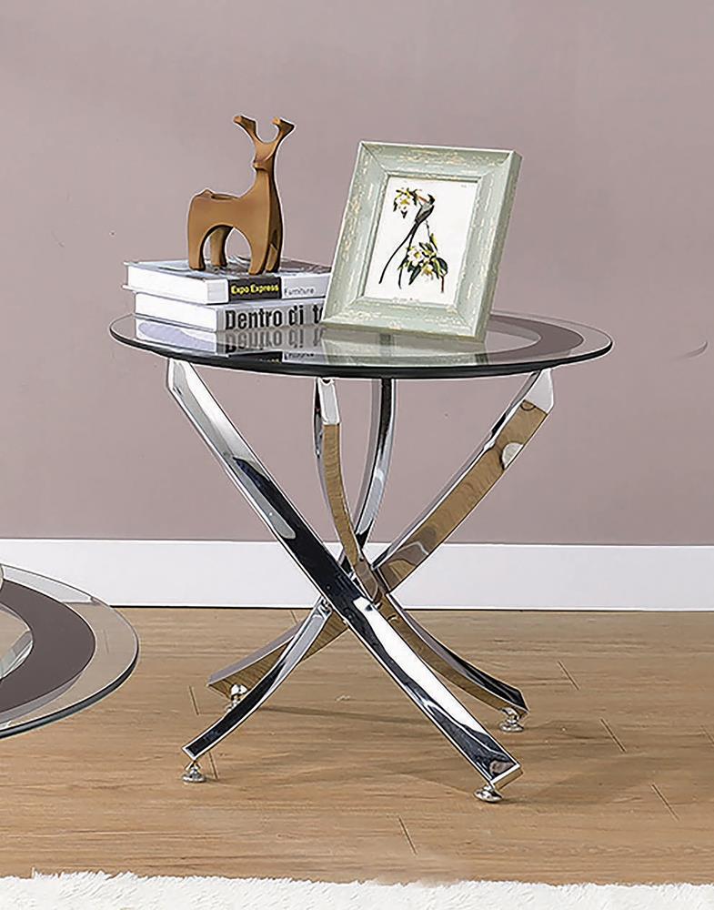 Glass Top Chrome End Table - ATL FURNITURE