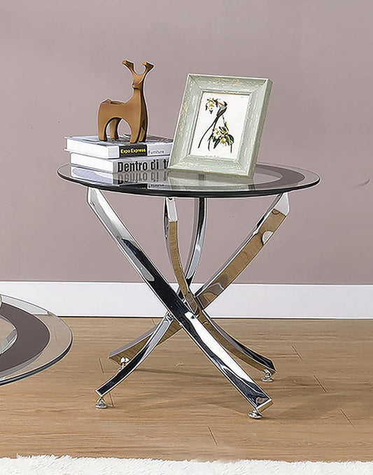 Glass Top Chrome End Table - ATL FURNITURE