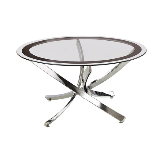 Brooke Round Glass Top Coffee Table Metal Base Chrome