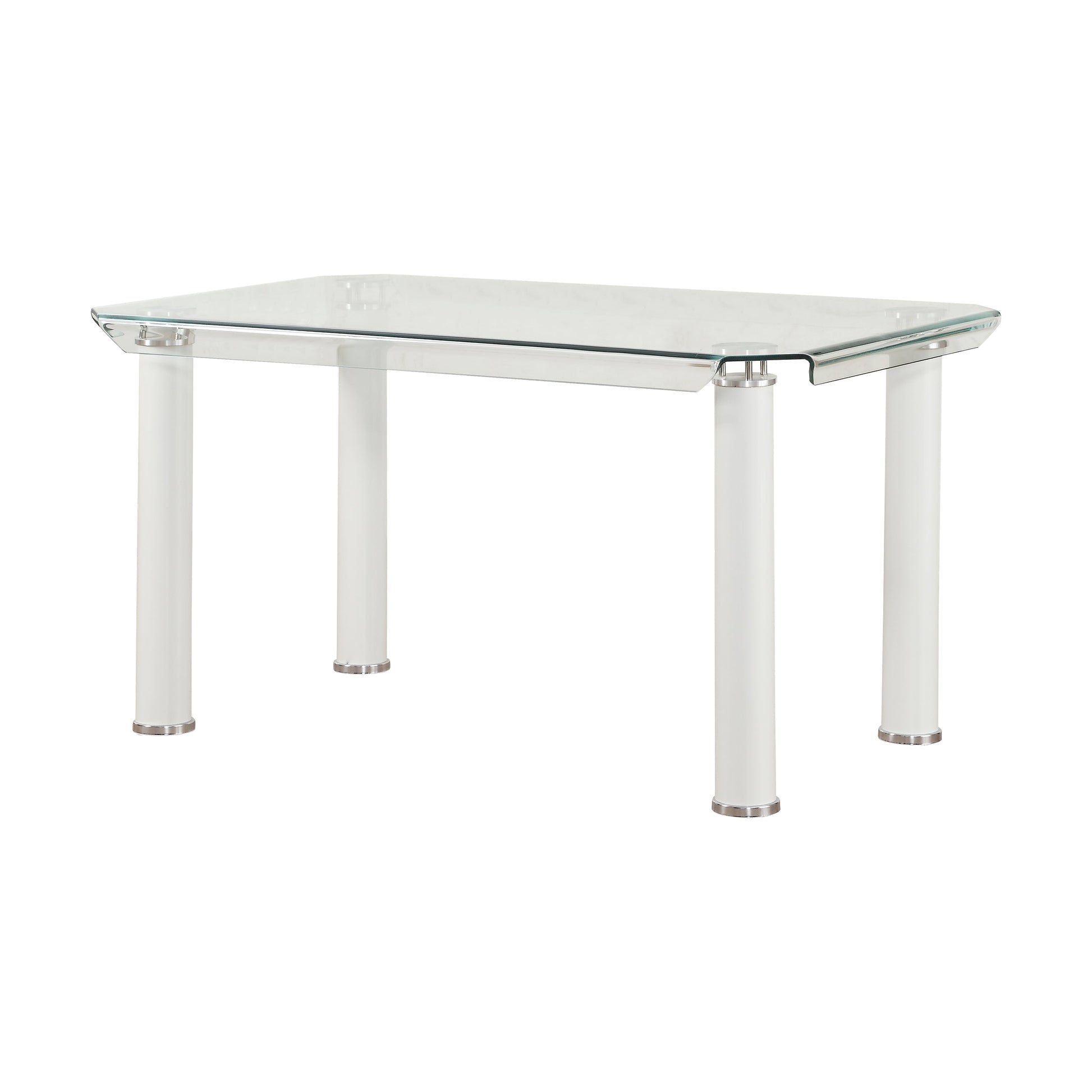 Gordie White & Clear Glass Dining Table - ATL FURNITURE