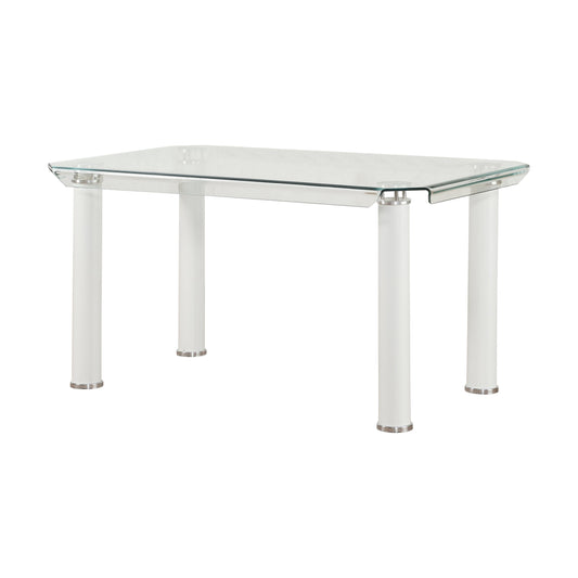 Gordie White & Clear Glass Dining Table - ATL FURNITURE