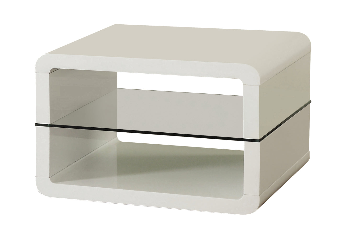 Elana 1-shelf Rectangular Side End Table White High Gloss