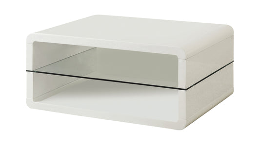 Elana 1-shelf Rectangular Coffee Table White High Gloss