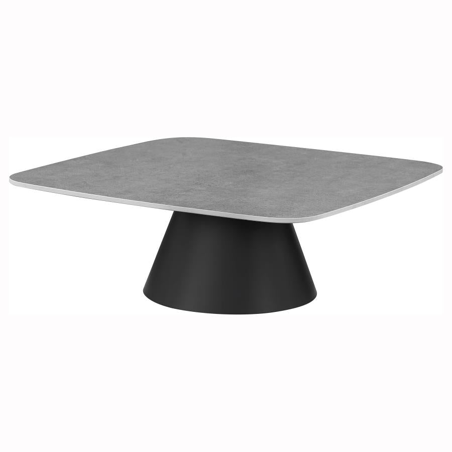 Eason 2-Piece Cocktail Coffee Table Set Concrete And Black