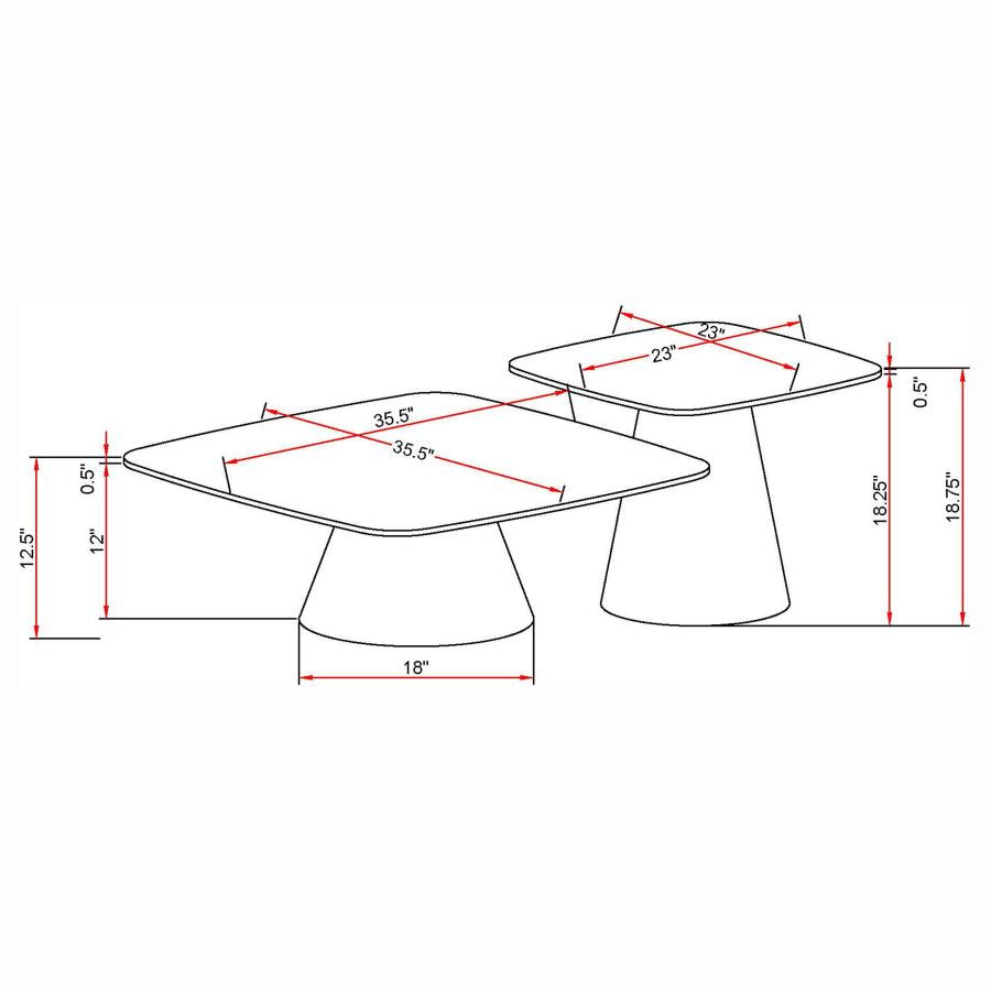 Eason 2-Piece Cocktail Coffee Table Set Concrete And Black
