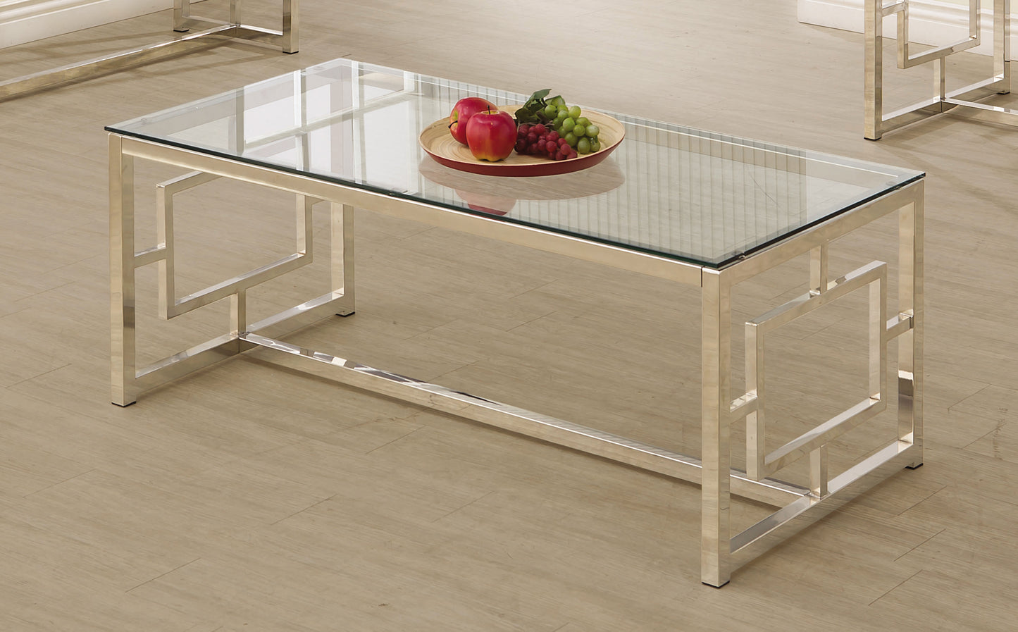 Merced Rectangular Glass Top Coffee Table Nickel