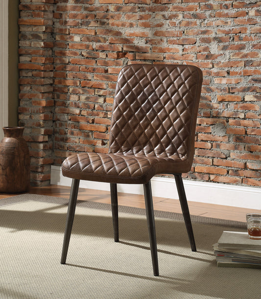 Hosmer Vintage Chocolate Top Grain Leather & Antique Black Side Chair - ATL FURNITURE