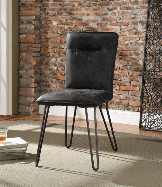 Hosmer Antique Ebony Top Grain Leather & Antique Black Side Chair - ATL FURNITURE