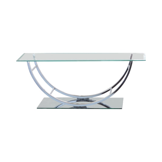 Danville Rectangular U-Shaped Glass Top Coffee Table Chrome