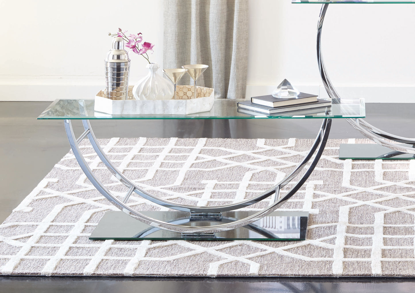 Danville Rectangular U-Shaped Glass Top Coffee Table Chrome