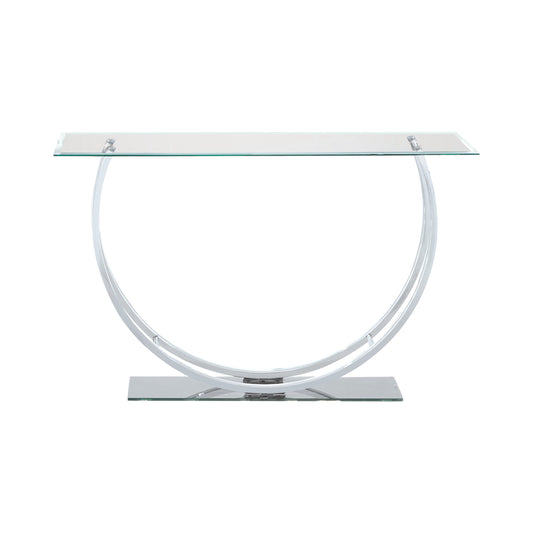 Danville U-shaped Glass Top Entryway Console Table Chrome