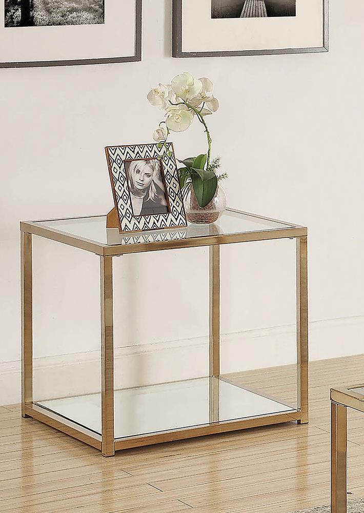 Calantha Modern Chocolate Chrome End Table - ATL FURNITURE