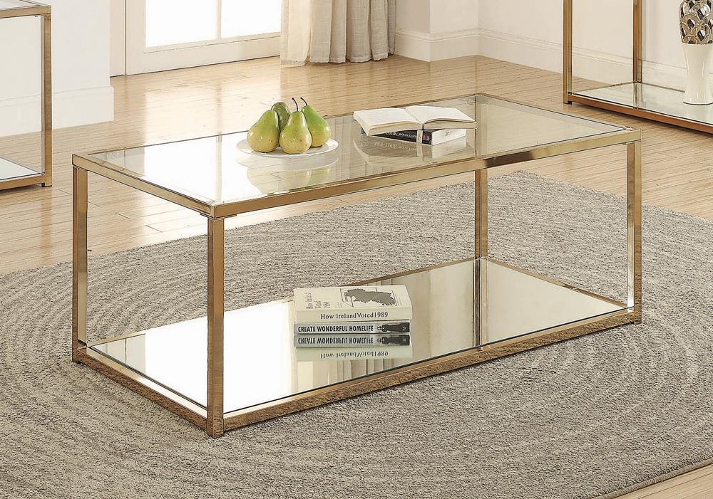 Calantha Modern Chocolate Chrome Coffee Table - ATL FURNITURE