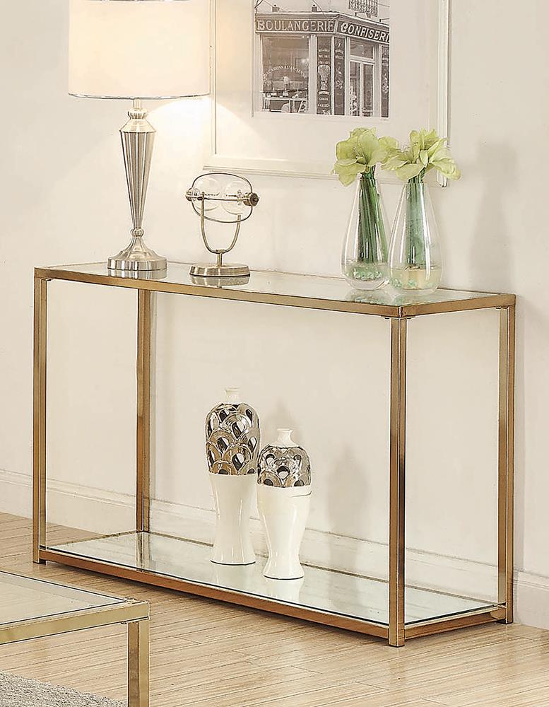 Calantha Modern Chocolate Chrome Sofa Table - ATL FURNITURE