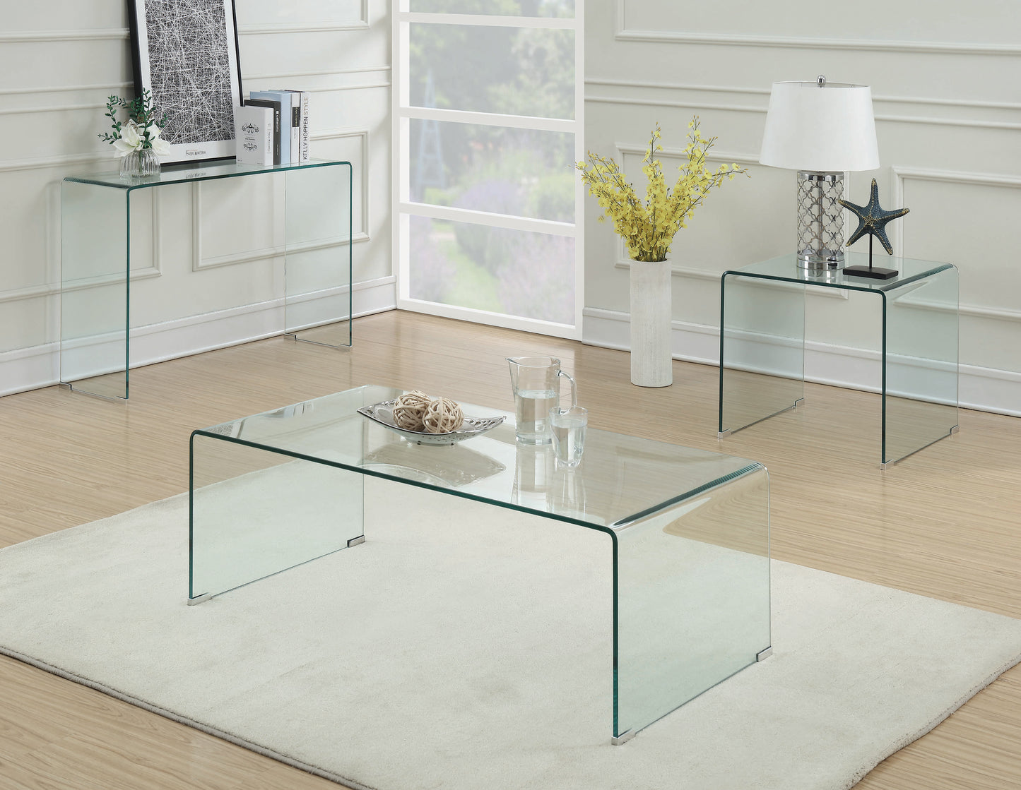 Ripley Rectangular Tempered Bent Glass Coffee Table Clear