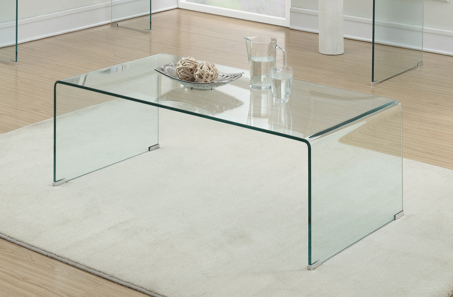 Ripley Rectangular Tempered Bent Glass Coffee Table Clear