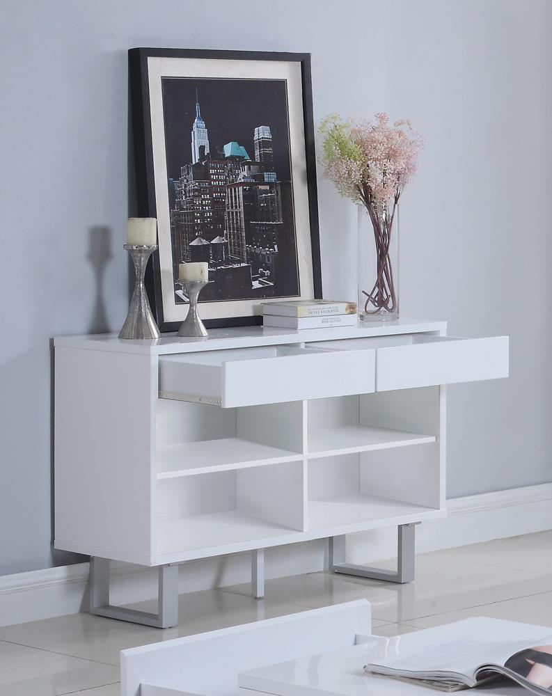 G705698 Contemporary Glossy White Sofa Table - ATL FURNITURE