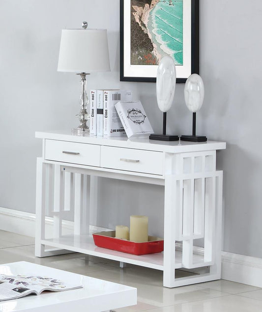 Transitional Glossy White Sofa Table - ATL FURNITURE