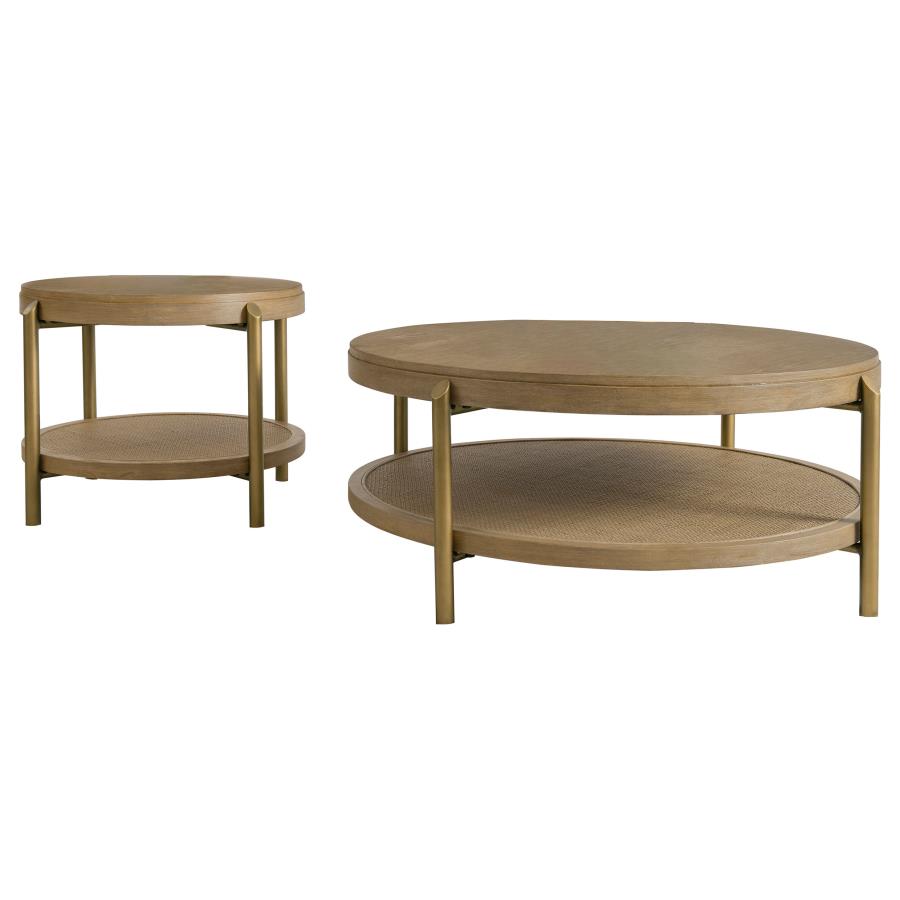 Arini 2-Piece Round Coffee And End Table Set Sand Wash