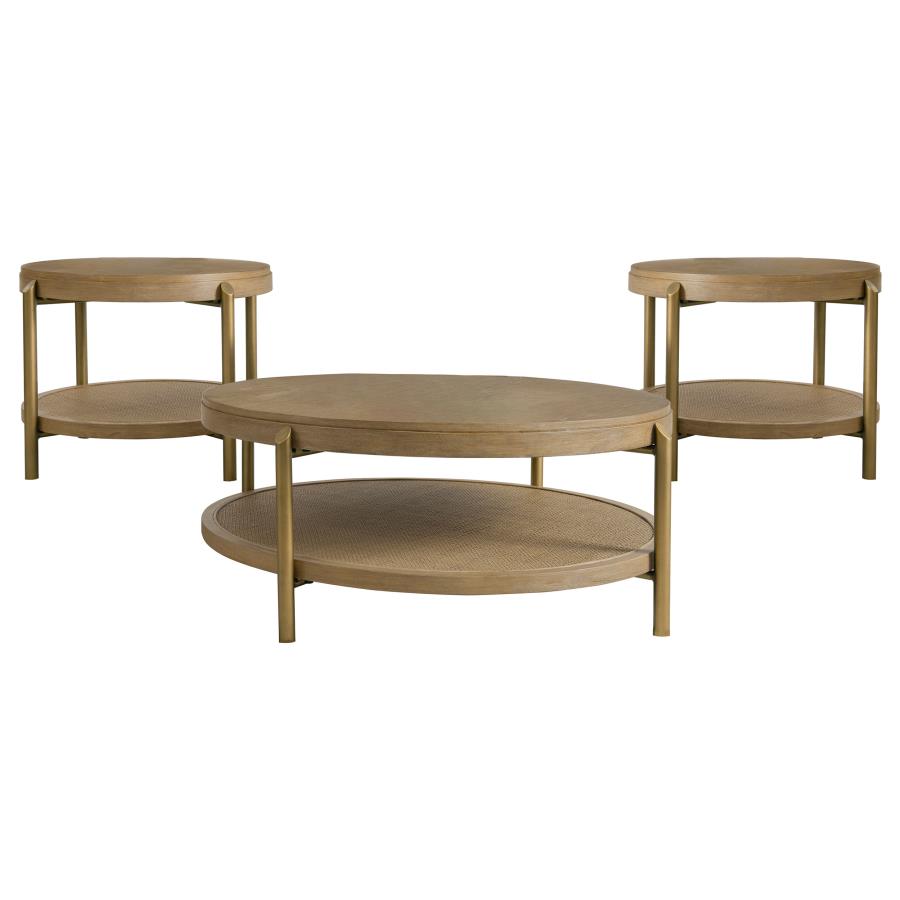 Arini 3-Piece Round Coffee And End Table Set Sand Wash