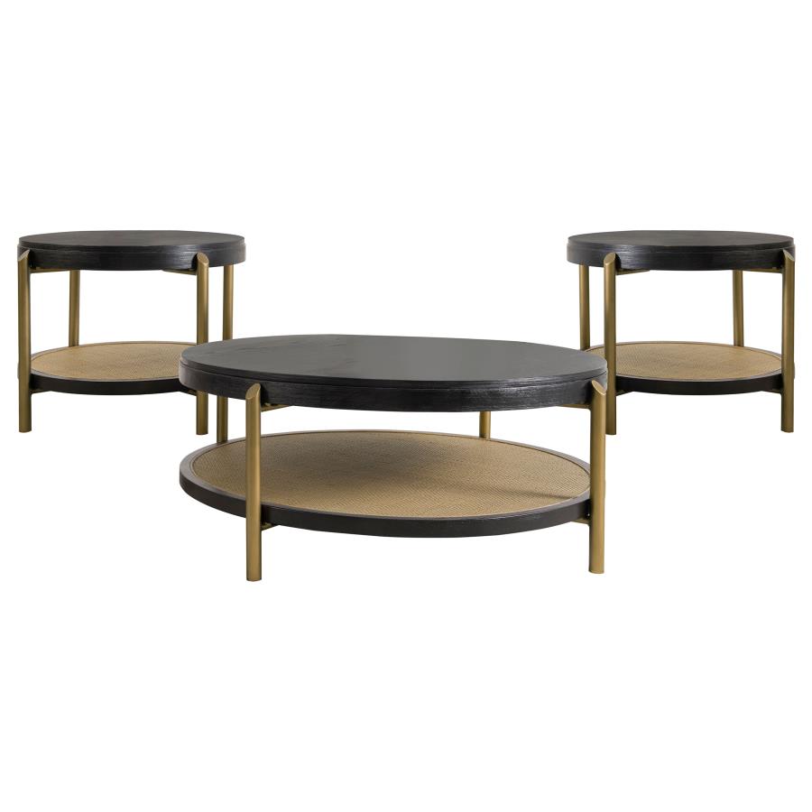 Arini 3-Piece Round Coffee And End Table Set Black