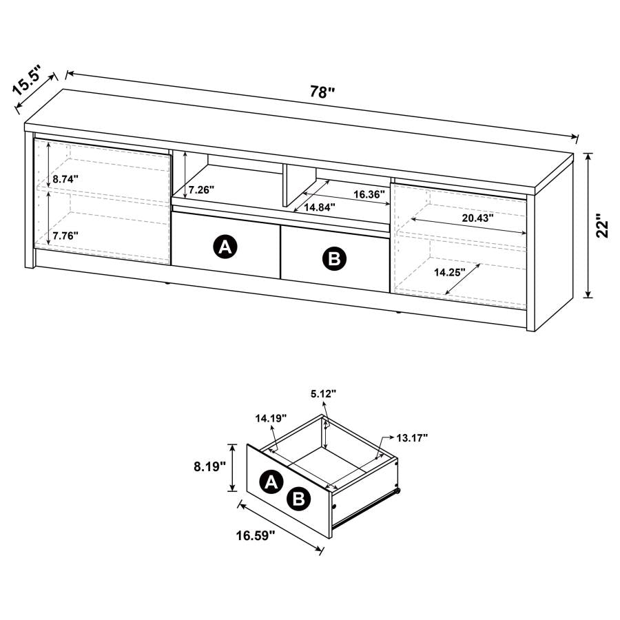 Winfield 78-Inch 2-Door Tv Stand Media Console Black