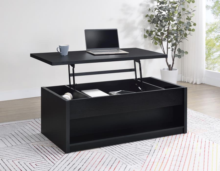 Knapp Lift Top Cocktail Coffee Table With Dual Drawers Black