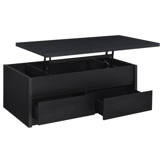 Knapp Lift Top Cocktail Coffee Table With Dual Drawers Black