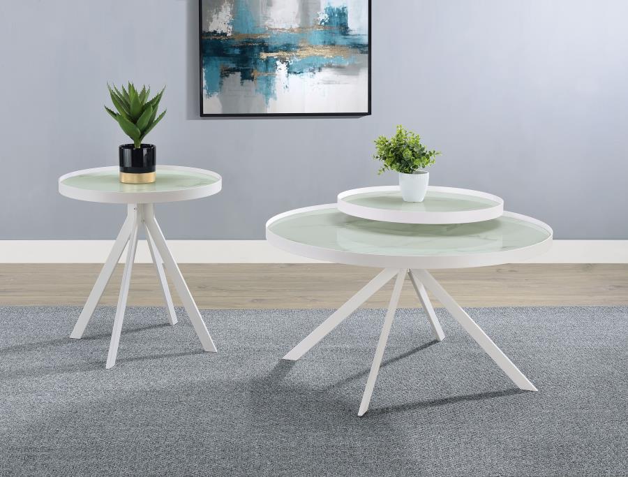 Briggs 2-Piece Round Coffee And End Table Set White