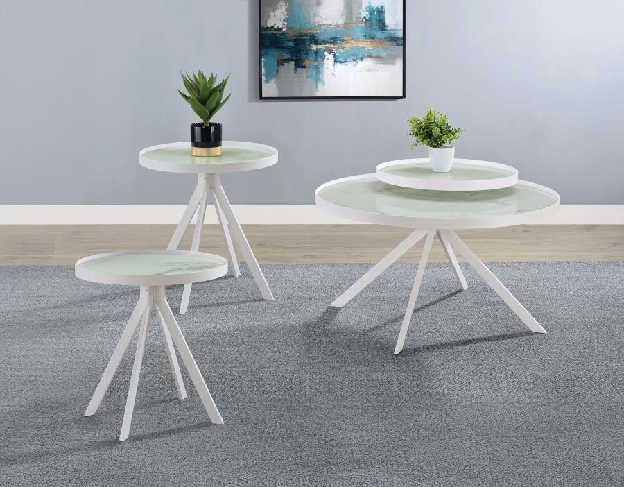 Briggs 3-Piece Round Coffee And End Table Set White