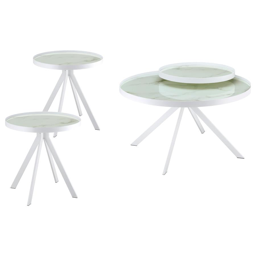 Briggs 3-Piece Round Coffee And End Table Set White