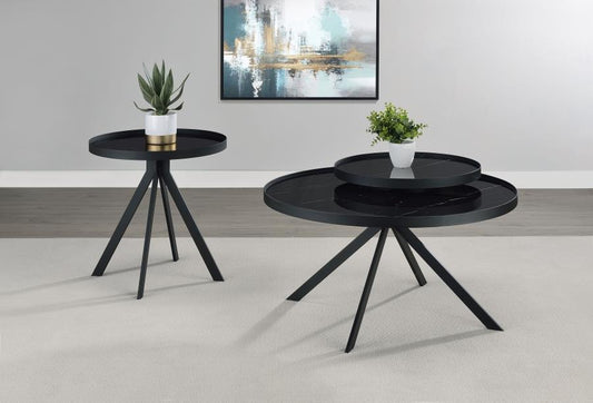 Briggs 2-Piece Round Coffee And End Table Set Black