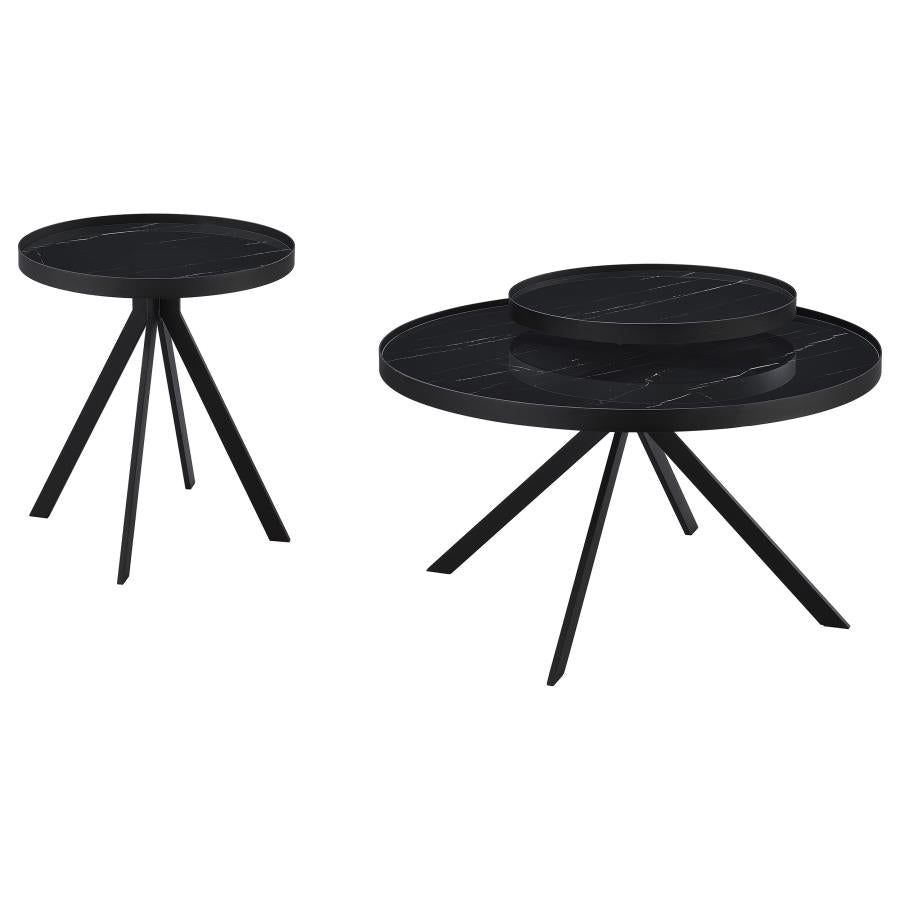 Briggs 2-Piece Round Coffee And End Table Set Black