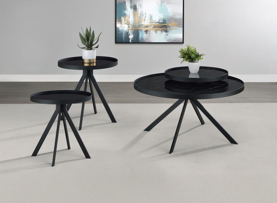 Briggs 3-Piece Round Coffee And End Table Set Black
