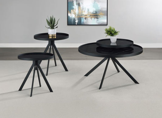 Briggs 3-Piece Round Coffee And End Table Set Black