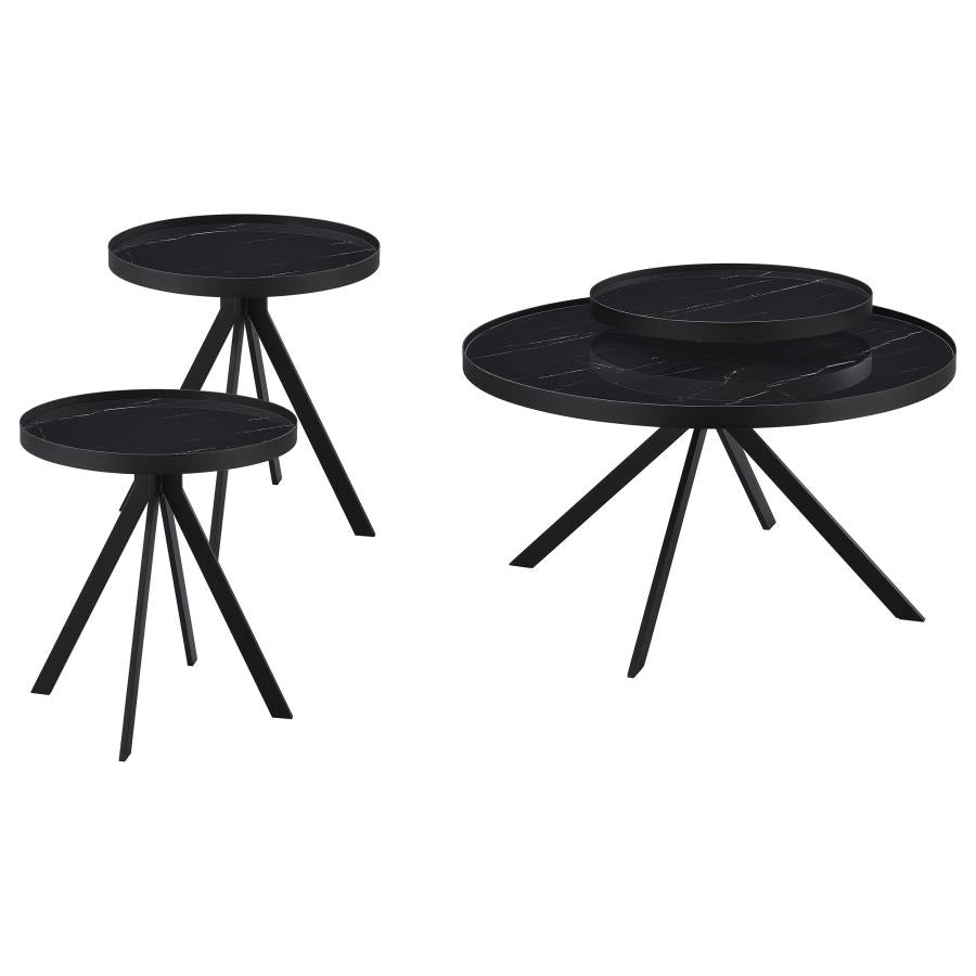 Briggs 3-Piece Round Coffee And End Table Set Black