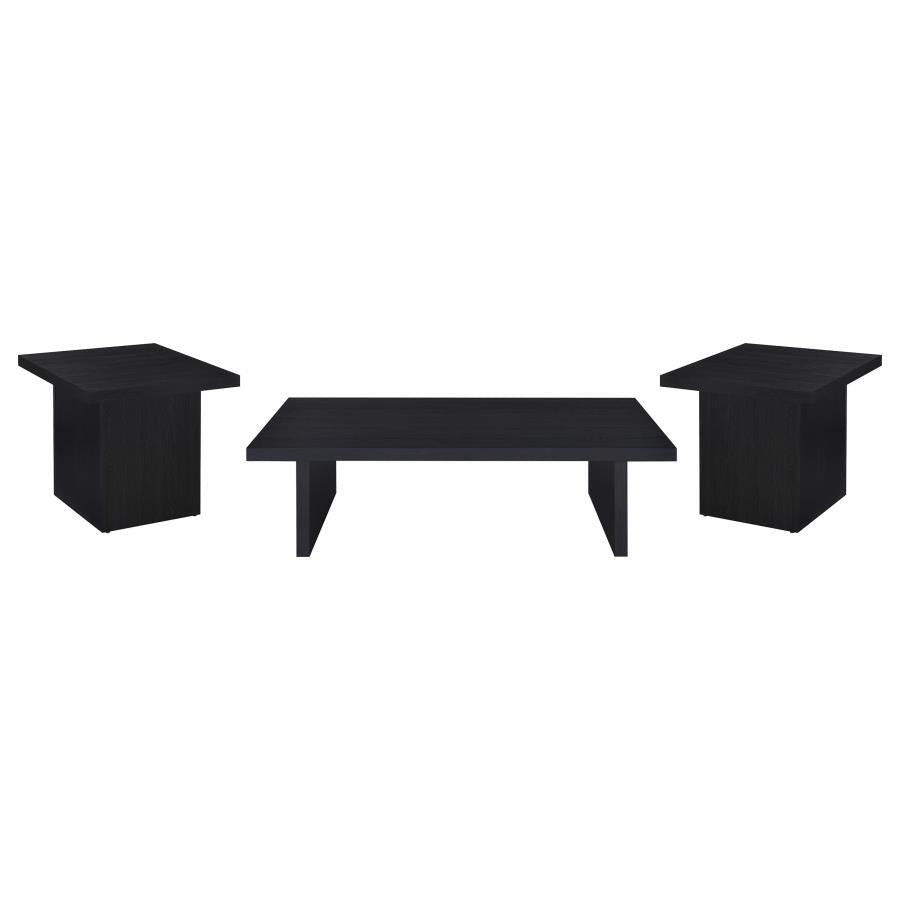 Max 3-Piece Rectangular Coffee And End Table Set Black