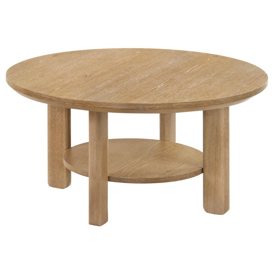 Ottowa 3-Piece Round Wood Coffee Table Set Light Oak